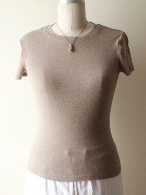 brown aritzia homestretch ribbed tee